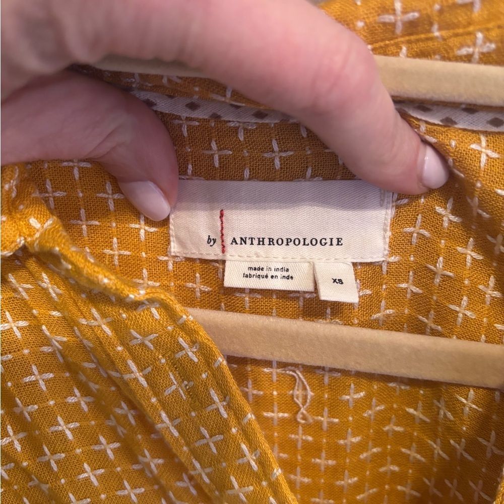 Anthropologie Mustard Button-Down Shirt - Picture 3 of 5